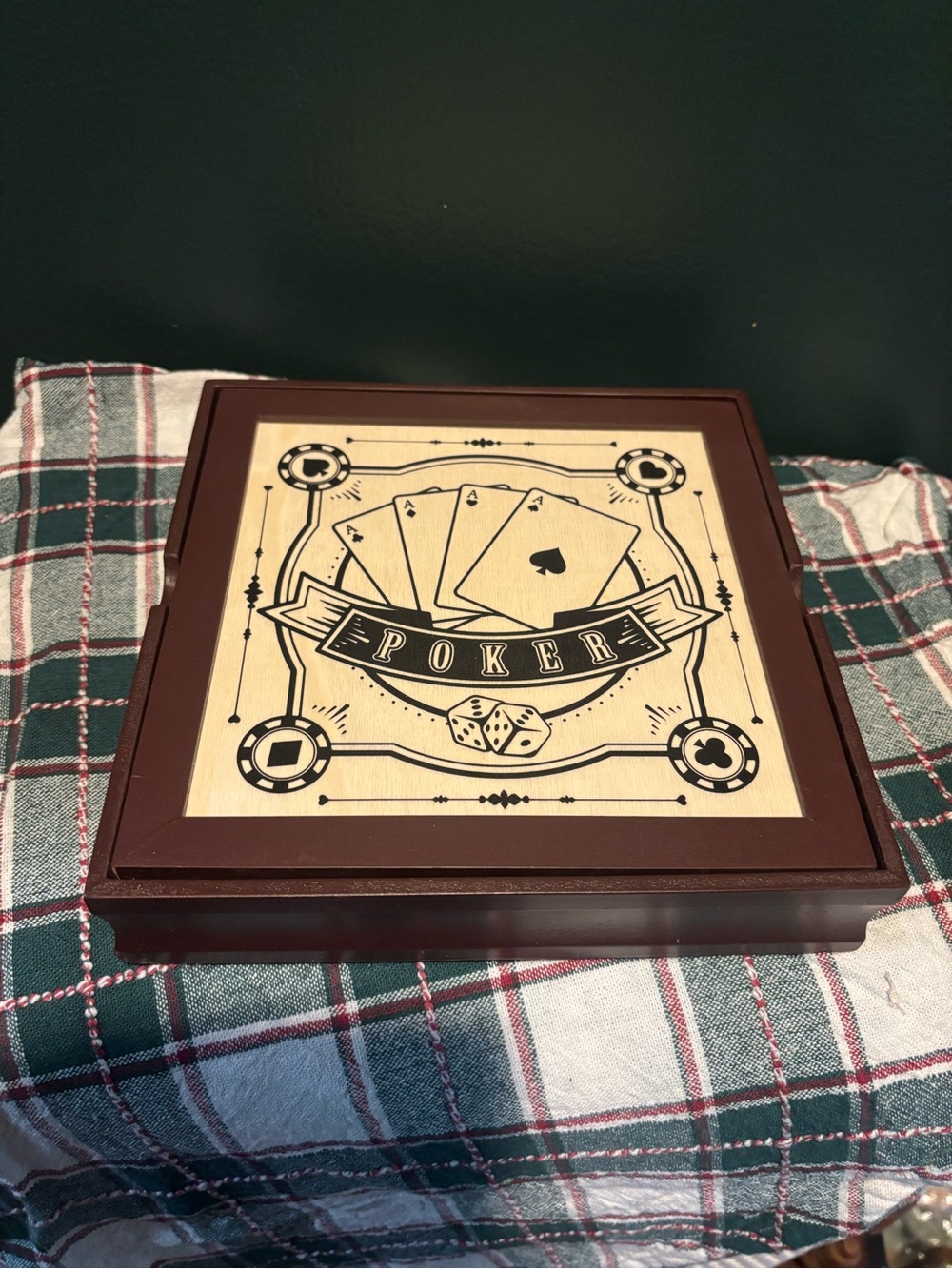Father’s Day Gifts- Classic Poker Set Wooden Box - Brown and Cream NWT